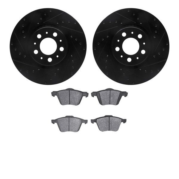 Dynamic Friction Co 8502-27052, Rotors-Drilled and Slotted-Black with 5000 Advanced Brake Pads, Zinc Coated 8502-27052